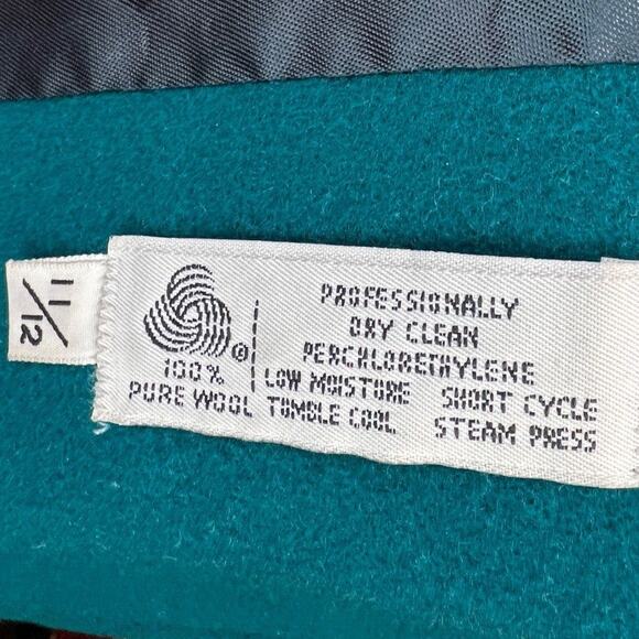 VTG Forecaster Wool Trench Coat Womens 12 Teal Double Button Pockets Long Lined - Picture 7 of 7